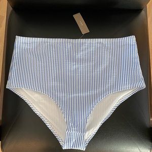 J. Crew high waisted bottom in seersucker, blue, large, NWT